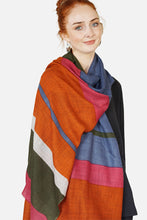 Load image into Gallery viewer, Merino Wool Scarf Horizontal Bars WCHO-W