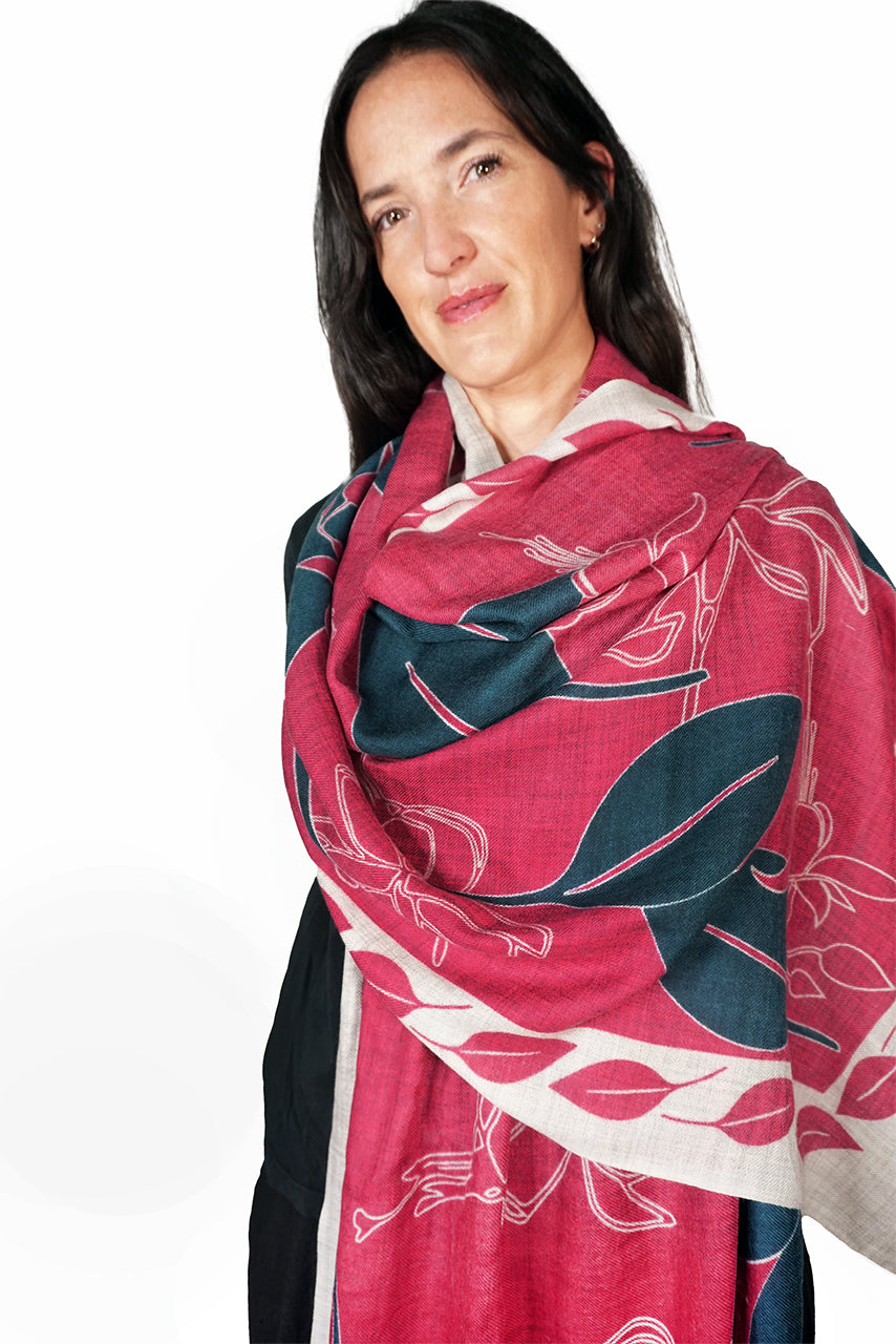 Merino Wool Scarf - Fuchsia Shadows WFUH-P
