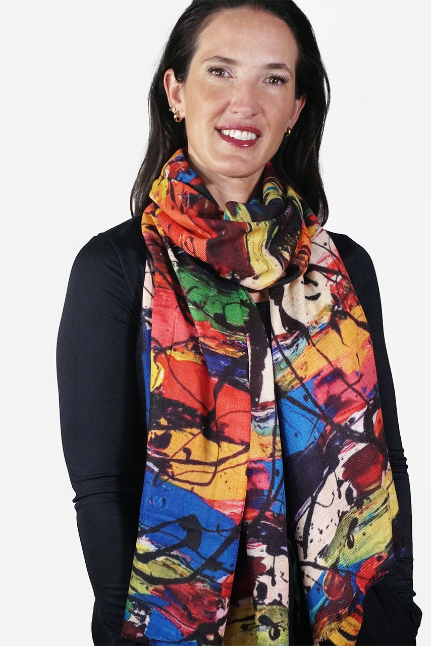 Merino Wool Scarf - Paint Splatter WPAL