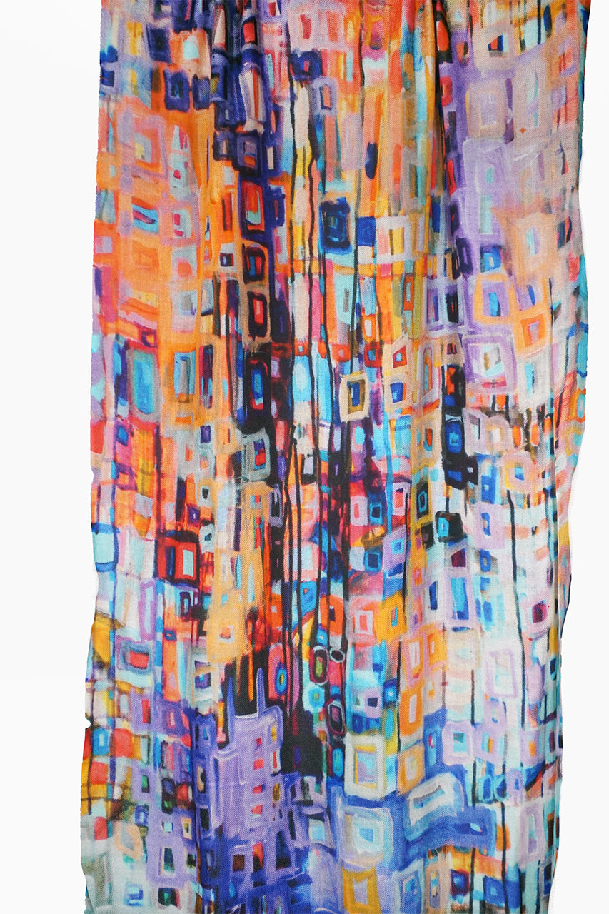 Merino Wool Scarf - Painted Rectangles WPRT