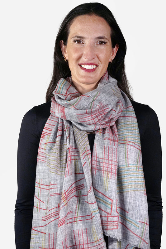 Merino Wool Scarf - Random Lines WRAL