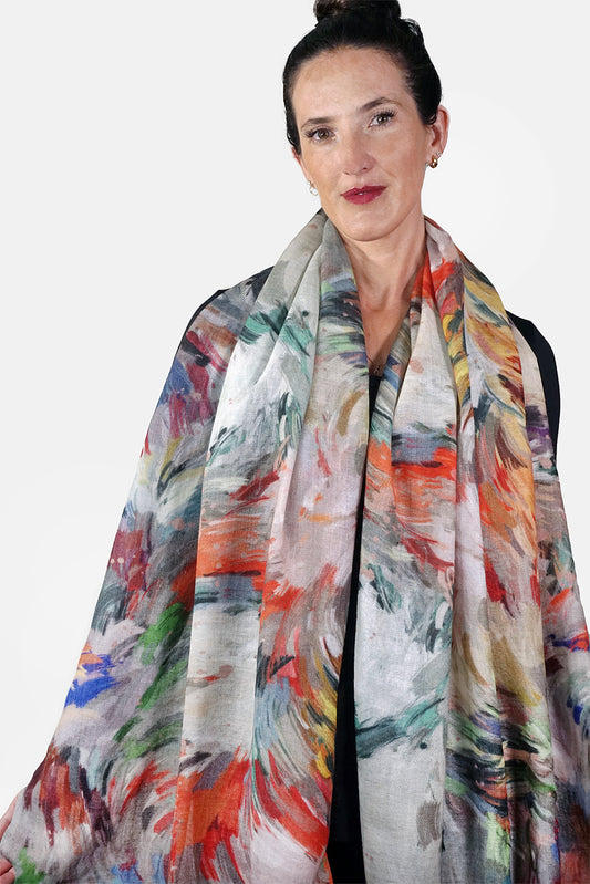 Merino Wool Scarf - Rapid Strokes WRAT