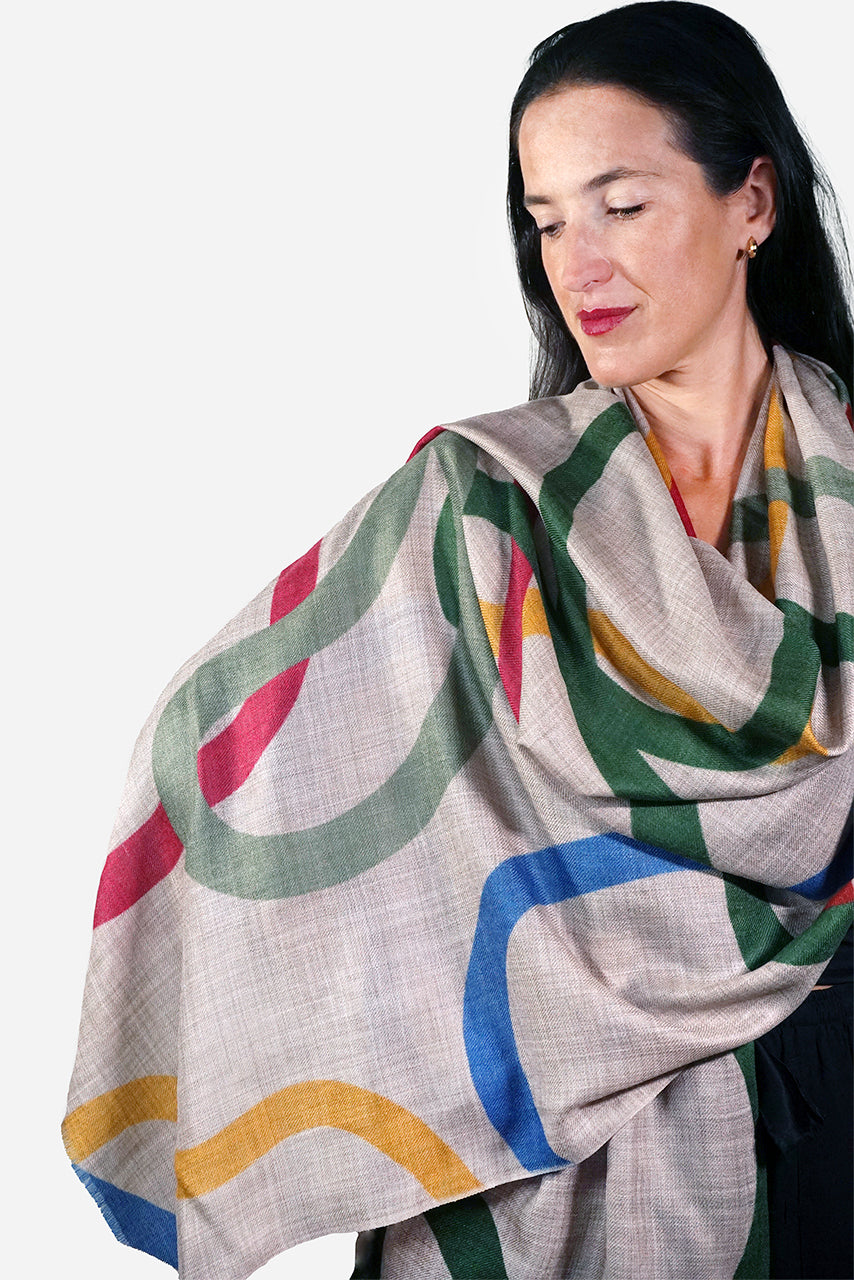Merino Wool Scarf - Ribbons WRBB