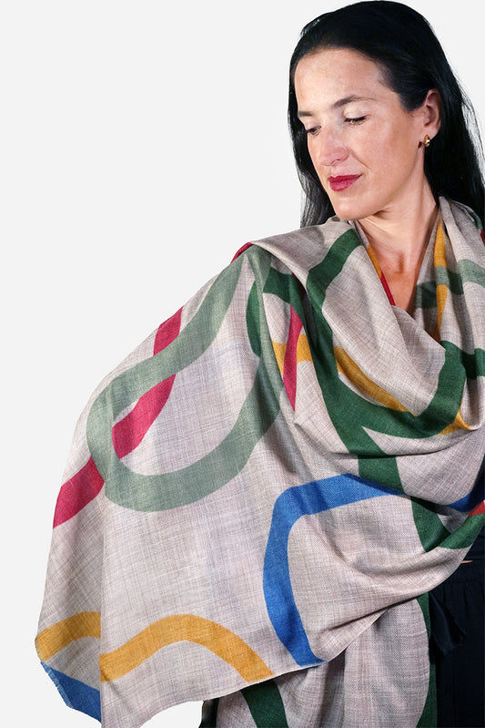 Merino Wool Scarf - Ribbons WRBB