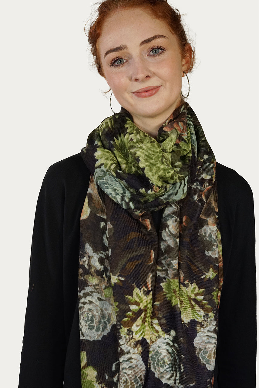 Merino Wool Scarf Succulent WSUC