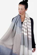 Load image into Gallery viewer, Merino Wool Woven Scarf - Natural Bands WWNB