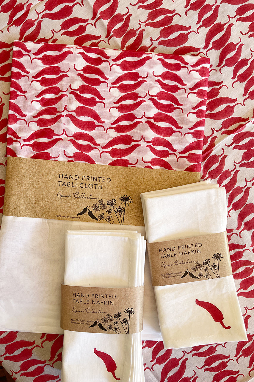 Cotton Tablecloth - Chilli | CCHI
